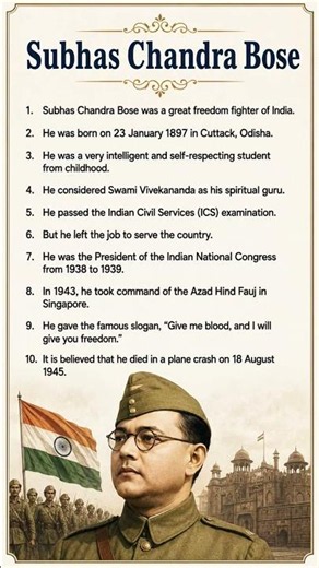 Subhas Chandra Bose || 10 Lines On Subhash Chandra Bose