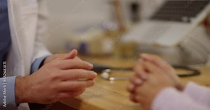 Therapist man, helping hand and together for empathy, care and wellness in hospital