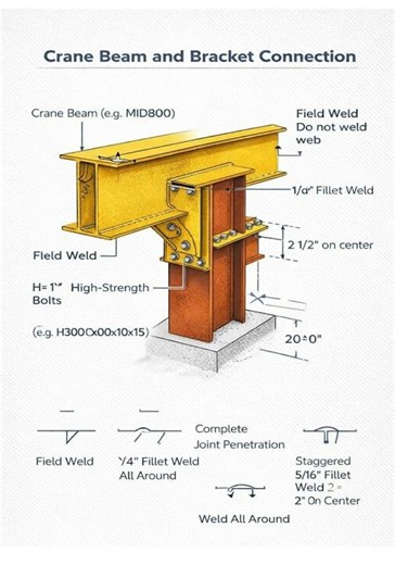 Basic Knowledge for Civil Engineering | Crane Beam and Bracket Connection | #shorts