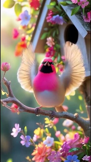 Beautiful RedPoll Singing Dancing Relaxation in 4K UHD #shorts