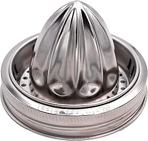 Stainless Steel Juicer Lid for Mason Jars | Metal Citrus Lemon Juice Squeezer Manual Juicer - Wide Mouth
