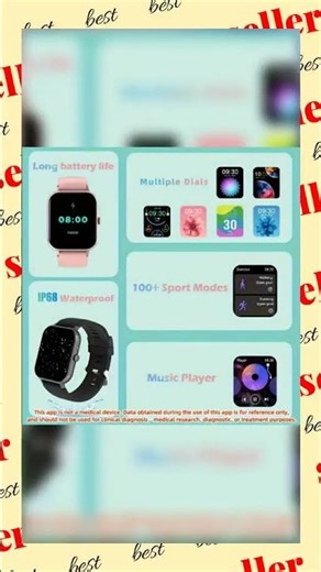 Smart Square Smartwatch – BT Call, Heart Rate & Fitness Tracker, Waterproof for iOS & Android