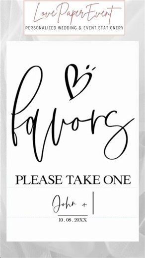 Minimalist Wedding Favors Sign Template – Edit & Print Instantly! #collectionmoa #lovepaperevent