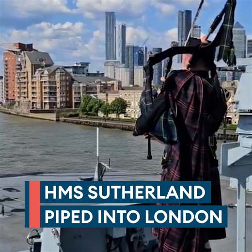 Now that’s an entrance. ⚓ HMS Sutherland made waves as she was piped along the River Thames. Known as 'The Fighting Clan', the Type 23 frigate is back in action after 4 years of upgrades and ready for operations once again. | Forces News
