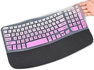 Large Letters Keyboard Cover for 2023 Logitech Wave Keys Wireless Ergonomic Keyboard & Wave Keys MK670 Combo, High Contrast Oversized Big Letters Keyboard Protector -Ombre HotPink