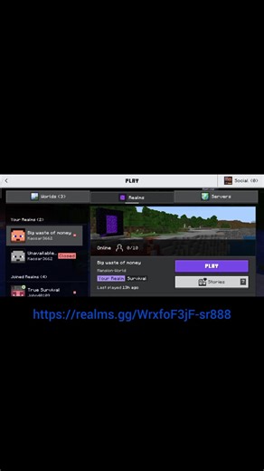How to join minecraft realm Only survival. #minecraftshorts