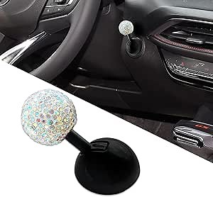 Car Push to Start Button Rocker, Engine Start Stop Button Cover, Decorative One-Button Start Rhinestone Ball-bar Rocker Joystick, Car Accessories Start Button Lever for Most Vehicles