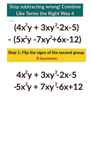 Combining Like Terms (Subtraction) 4 #maths #education #mathematics #shorts #subtraction #terms