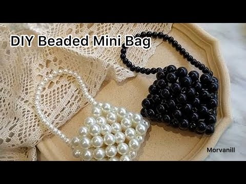 How to Make a Pearl Beaded Mini Bag | Easy DIY Fashion Accessory 🖤⚪