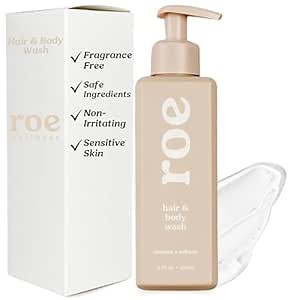 Roe Wellness- Toddler & Baby Body Wash & Shampoo Moisturizing Clean Ingredients | Suitable for Sensitive Skin, Fragrance-Free, Natural Vanilla Scent, Fresh Cleaning | 9.4 fl oz.