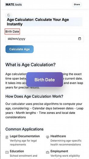Age Calculator: Calculate Your Age Instantly for FREE #Shorts