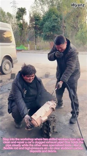 Car Exhaust Pipe Cleaning: Professional Maintenance in the Workshop | Skilled Labor