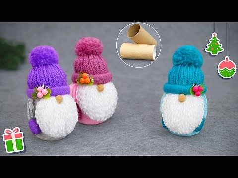 They Are Adorable!❄️Gnomes Made From Yarn And Toilet Paper Rolls🎄Christmas Ideas DIY