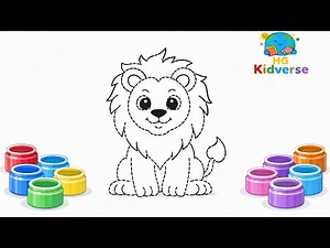 Cute Lion Coloring for Kids 🦁 | Learn Colors & Easy Animal Coloring Step by Step