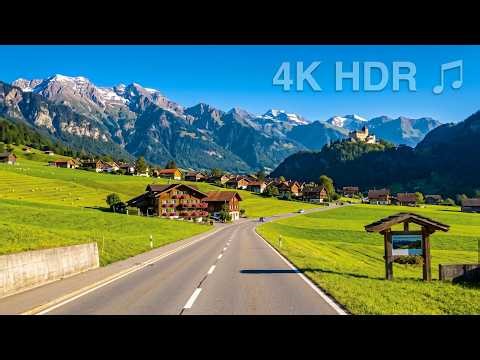 Scenic Drive from Zurich, Switzerland to Liechtenstein | Spring Alpine Scenery | 4K HDR