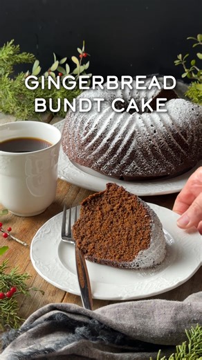 Our gingerbread bundt cake is an old fashioned Christmas dessert that's moist and simple to decorate. Make this easy recipe for your Christmas party, or give as a gift. You'll be coming back for a second slice of this holiday dessert! Get the full recipe and tips on our food blog here: https://savortheflavour.com/spiced-gingerbread-cake/ #gingerbreadcake #Christmascake #bundtcake | Savor the Flavour