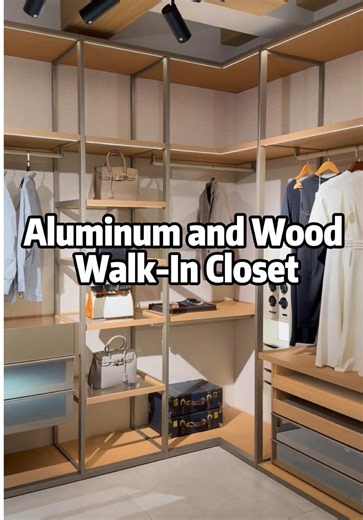 Aluminum-Framed Wood Walk-In Closet: Modular Architectural Luxury