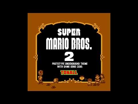 Super Mario Bros. 2 Prototype/Beta Underground Theme with Game Genie Code TONALL