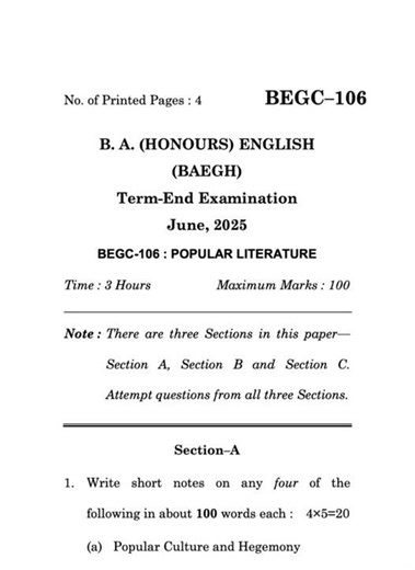 BEGC–106 June 2025 | IGNOU Previous Year Question Paper