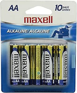 Maxell 723410P Ready-to-go Long Lasting and Reliable Alkaline Battery AA Cell 10-Pack with High Compatibility, gold