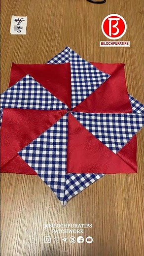 A red and blue gingham patterned quilt Simple Patchwork Tutorial