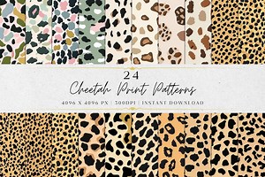 24 Cheetah Print Seamless Patterns, Animal Skin Digital Paper (instant Download) - Etsy