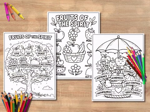 Fruits of the Spirit Coloring Pages for Kids | Bible Printable Activity | Christian Coloring Sheets | Sunday School PDF - Etsy
