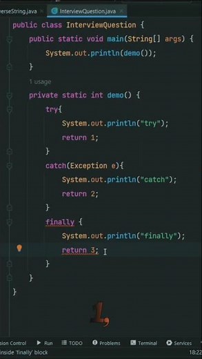 Java Finally Block Interview Question 😱 | Try Catch Finally Return Trap #java #coding #programming