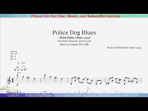 Police Dog Blues - Blind Blake (1896-1934) For Acoustic Guitar with TABs