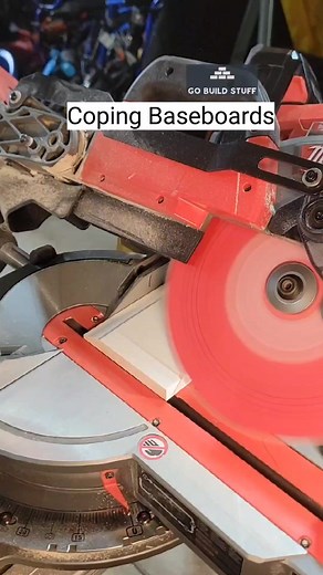 Two walls are rarely a perfect 90-degree angle. So getting two miters to meet tight can be challenging. Coping the joint can give you a nice tight fit. #gobuildstuff #baseboards #mitersaw #coping | Go Build Stuff