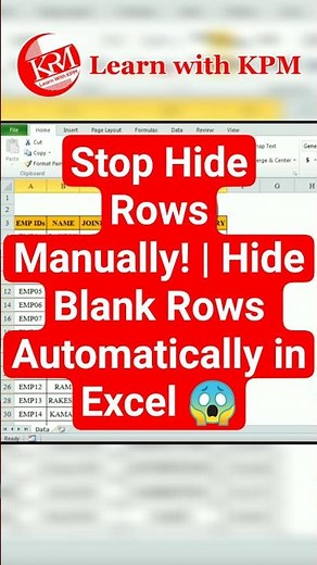 Stop Hide Rows Manually! | Hide Blank Rows Automatically in Excel 😱 #shorts #excel