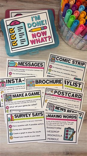 Your answer to, “I’m done, now what?” Use these fun and engaging task cards to keep your early finishers on-task and motivated. Includes both Printable Task Cards and Digital Slides! Comment below with the word "FAST" to have a link sent to your messages! | Create.Teach.Share