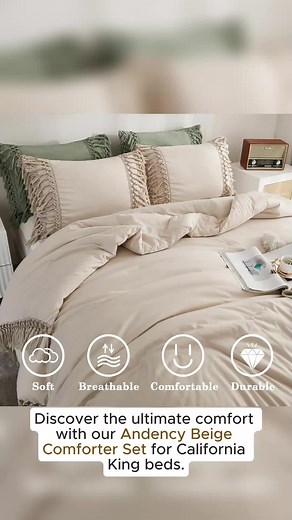 Andency Beige Comforter Set for California King Bed