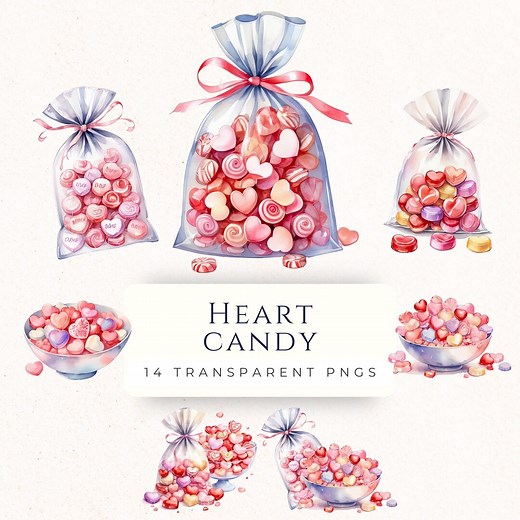 Valentine Candy Clip Art PNG, Heart Candies Graphics, Paper Crafting Supply, Scrapbook Images, Junk Journaling - Etsy Canada