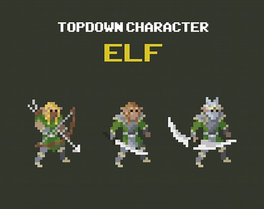 Elf - Top Down Pixel Art Character Assets by sanctumpixel