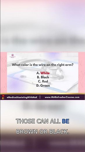 EKG wire colors for exam prep #EKG #ccma #medicalassistant #examprep