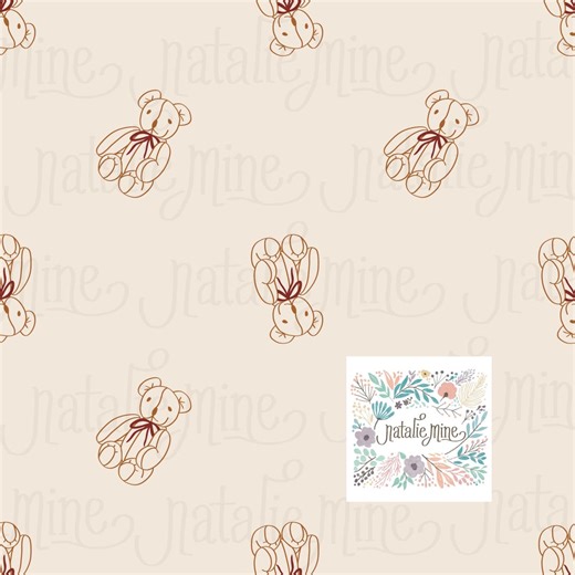 Vintage Teddy Bear Seamless Pattern | Hand-drawn Digital Paper | Cottagecore Brown and Read Farmhouse Aesthetic - Etsy