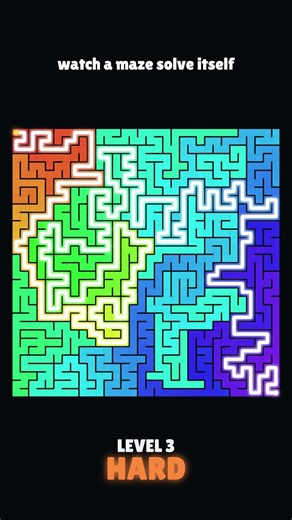 Easy → INSANE 🌈 watch a maze solve itself #simulation #asmr #brainrot #maze