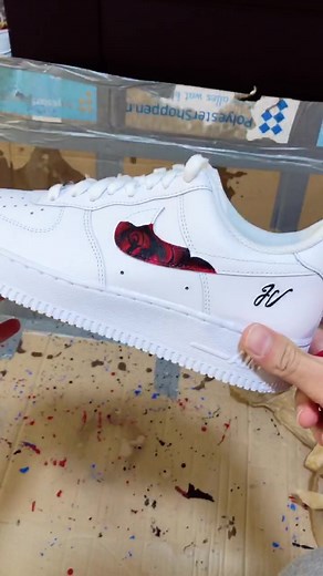 Rate these 1/10 ❤️🌹😊 #fyp #viral #satisfying #sneakercustom #redroses #roses #flowerart #sneakerart #love #louboutin