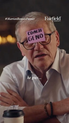 Azzi Fudd and Geno Auriemma in a promo for Marriott Bonvoy
