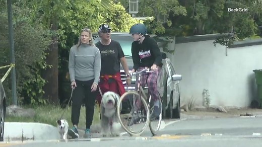 Will Ferrell and Viveca Paulin take their dogs out for a walk