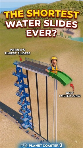 World's SHORTEST Water Slide! 😂 Planet Coaster 2 #shorts