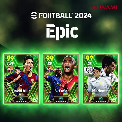 eFootball on Instagram: "Goals, goals and more goals! ⚽️⚽️⚽️⁣ ⁣ This week's #eFootball Epics give you the chance to add some serious finishers to your Dream Team squad!⁣ ⁣  David Villa ⁣  Samuel Eto'o ⁣  Fernando Morientes⁣ ⁣ Which of these boosted Spanish League Attackers do you want to add to your front line? 樂"