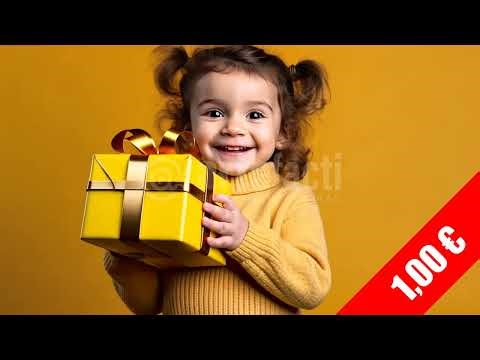 Happy Girl Golden Gift Box Stock Video