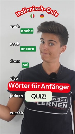 Speichere dir das Video, wenn es nützlich für dich war! Mach das Quiz und lerne diese wichtigen italienischen Wörter für Anfänger! PS. Möchtest du Italienisch mit 100% muttersprachlichen LehrerInnen lernen, mit Einzel-, Paar- oder Gruppenkursen, die auf deine Bedürfnisse zugeschnitten sind? Klicke auf den Link in meinem Profil und buche eine kostenlose und unverbindliche Privatstunde mit uns!🇮🇹 | Italienisch Lernen mit Francesca