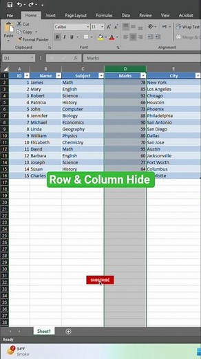 How to Hide Row and Column in Excel with Shortcut | Excel Tips & Tricks
