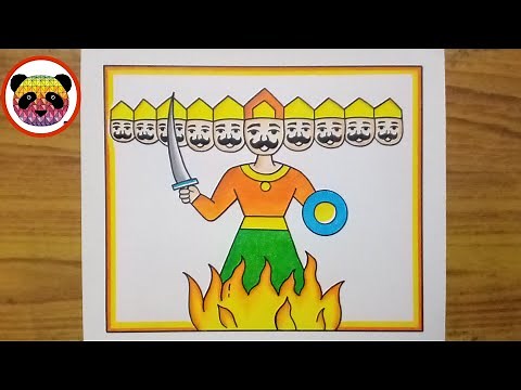 How to draw Ravan step by step / Easy Ravan Drawing / Dussehra Drawing / Ravan Drawing