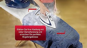 Tefal Pro Express Ultimate Dampfbügelstation, 2600 Watt, Bügelstation, Dampfstoß 580 g/min, 1,9 l Wassertank, automatische Abschaltung vom Dampfbügeleisen, blau/weiß, GV9580