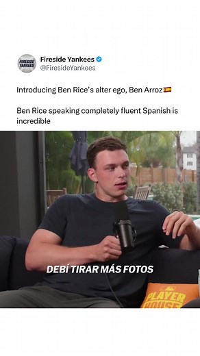 Ben Rice speaks COMPLETLEY fluent Spanish, and recalls an interaction he had with Elly De La Cruz last year 😂 #Yankees #firesideyankees #baseball #newyorkyankees #mlb #repbx #yankeesbaseball #mlbbaseball #benrice