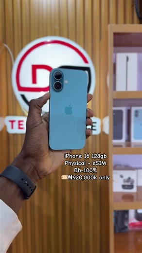 iPhone 16 128gb Physical eSIM Bh-100% 🏷️₦920,000k only #DGTECHSTORE #fyp #afrobeats #techtok #gaming